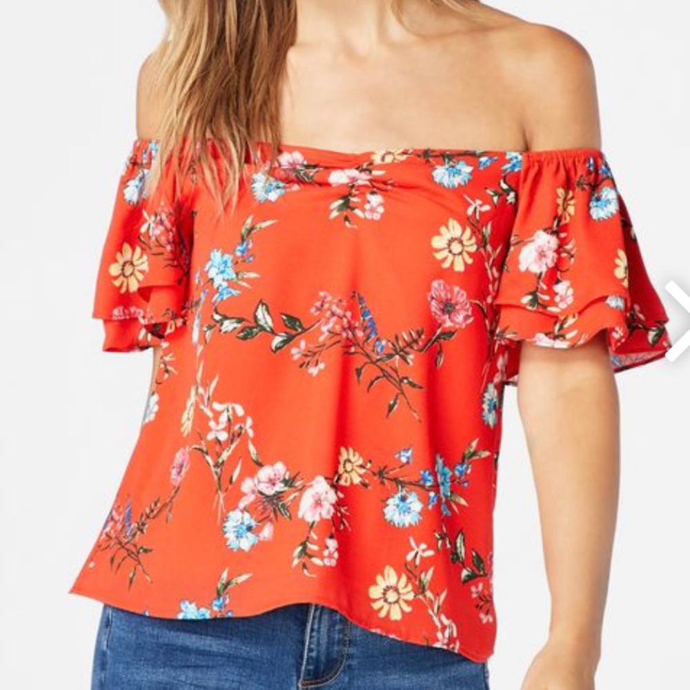 Lumière off the shoulder floral blouse